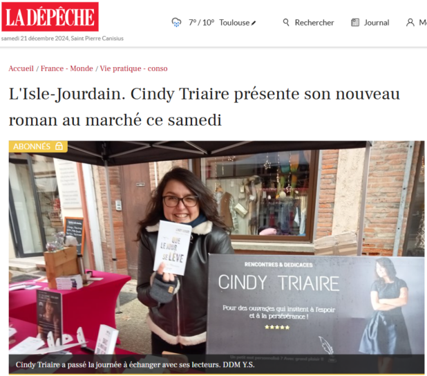 article la dépêche avec photo de Cindy